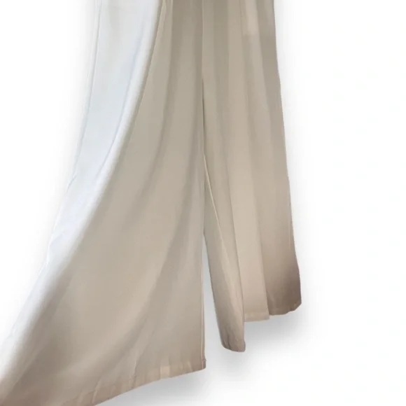 Uoozee White Wide Leg Crop V neck Elbow length sleeve Jumpsuit NWT - Picture 6 of 7